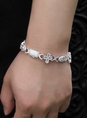 macovaseas同款荷鲁斯之眼拼接十字架手链镶锆石潮流个性嘻哈手饰