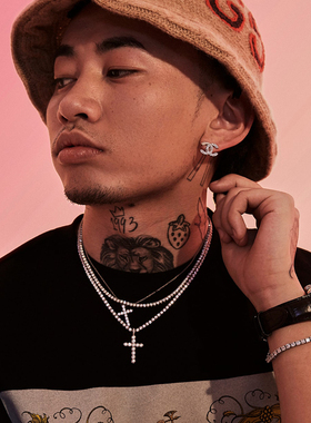 GangGang马思唯同款十字架项链吊坠钛钢不掉色满钻锆石叠戴潮男女