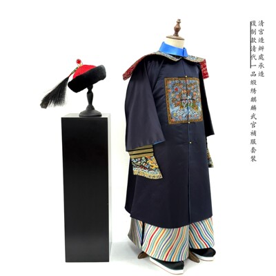 武官一品麒麟仙鹤补服/清