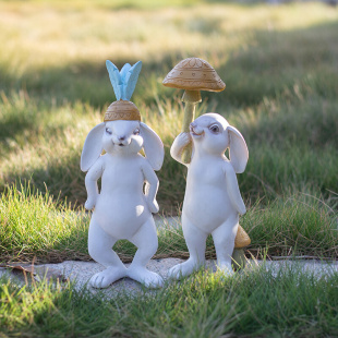 饰品摆设 花园杂货 庭院小摆件树脂小兔子摆件创意小动物园艺装