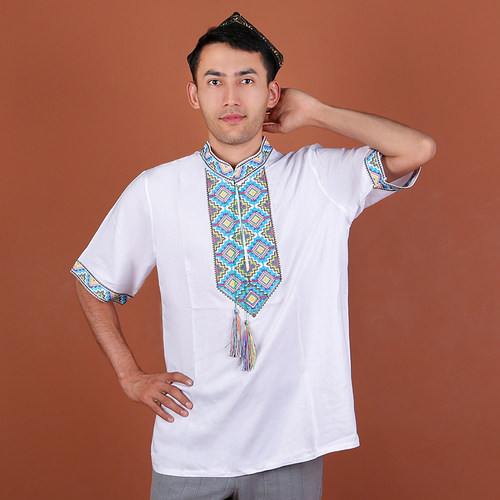 新疆民族服装男士立领T恤