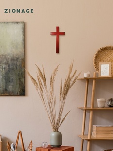 饰挂饰品实木十字架现代家居挂画客厅墙挂壁挂极简礼品室内挂件 装