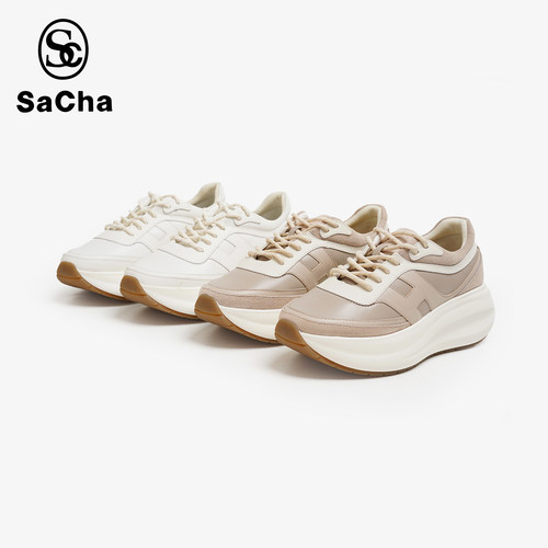SACHA厚底增高松糕系带牛皮休闲老爹鞋BTMQ-801