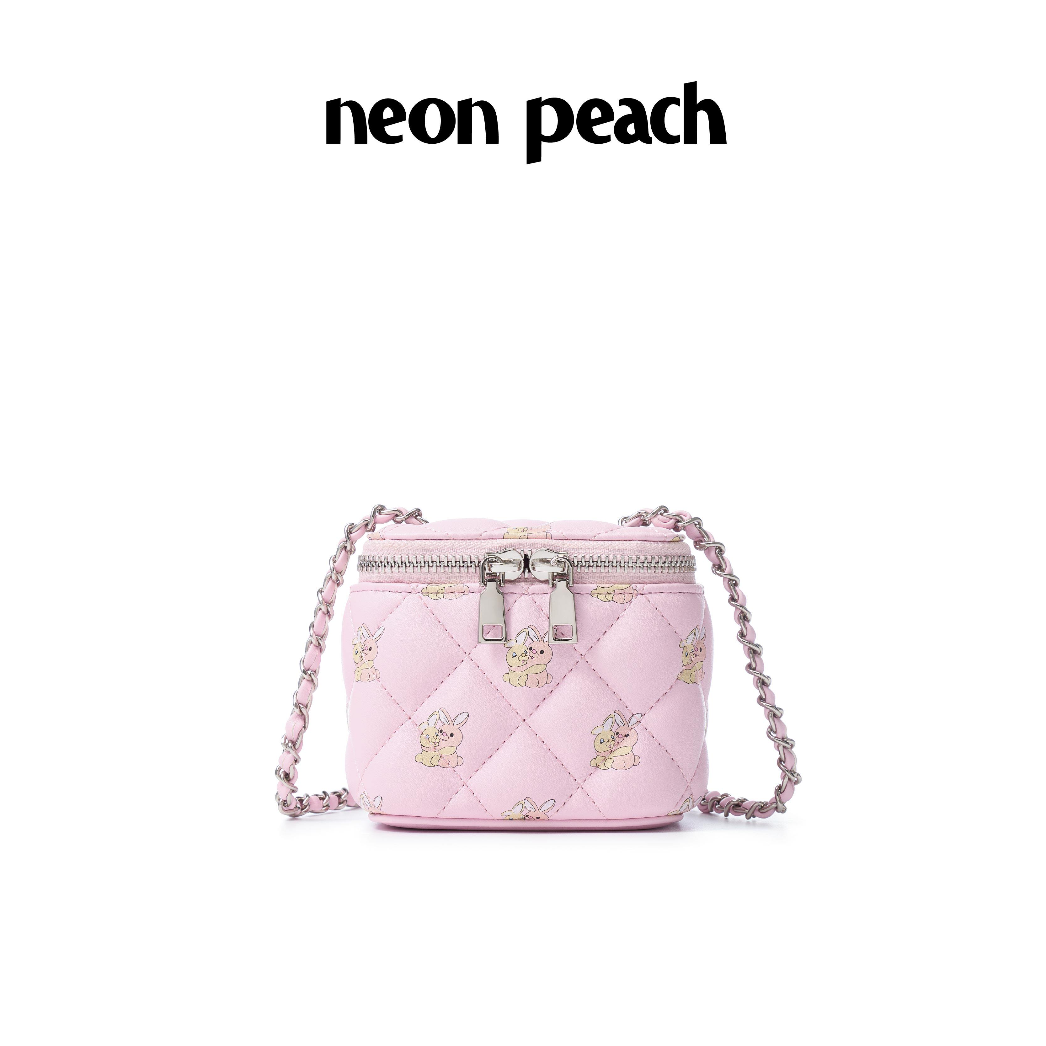NEON PEACH霓桃原创设计樱花粉色抱抱兔方糖盒子包迷你化妆包