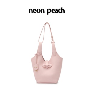 NEON PEACH霓桃原创设计头层牛皮手提斜挎包缎带系列菜篮子包