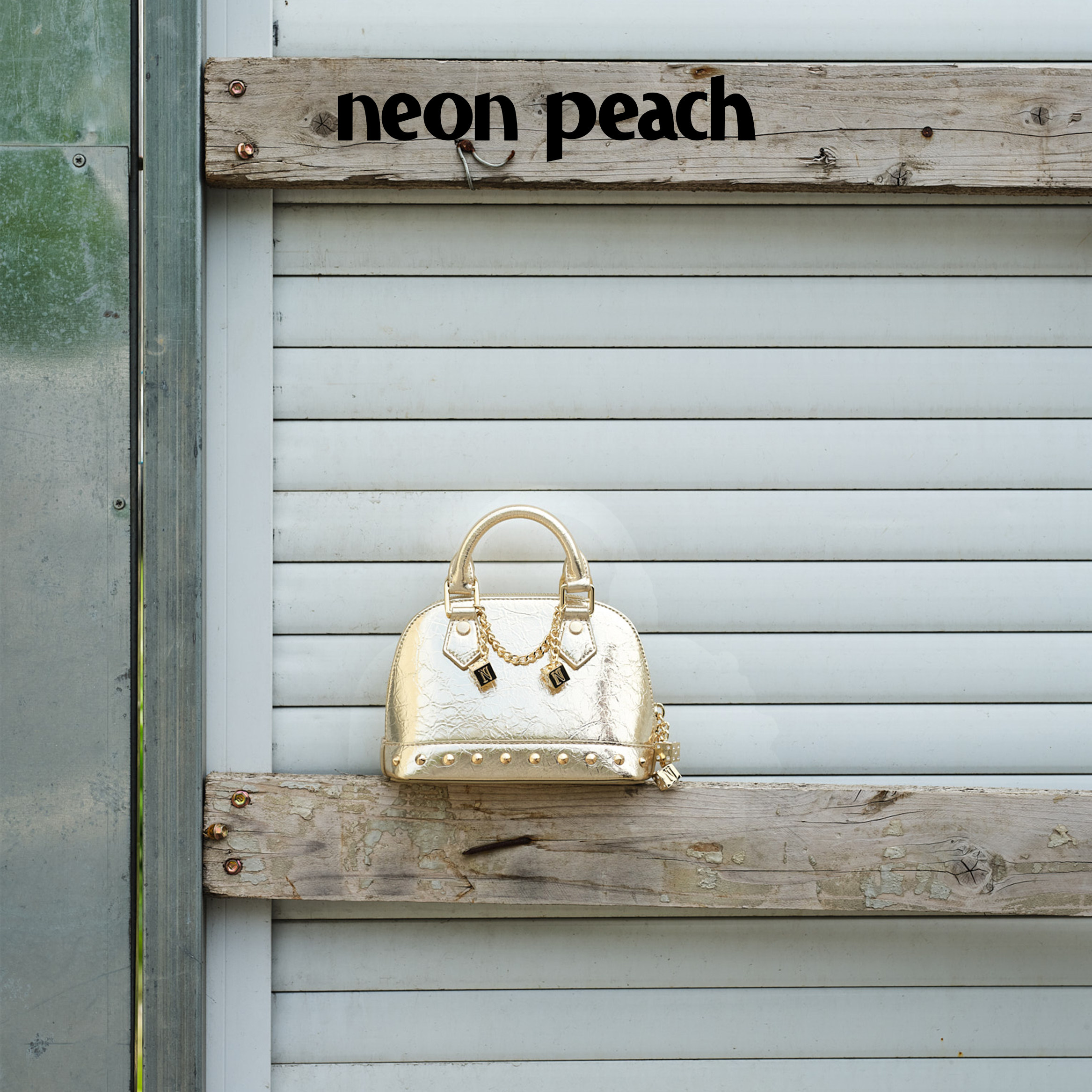 【限量】霓桃NEONPEACH原创设计香槟千金贝壳小包铆钉