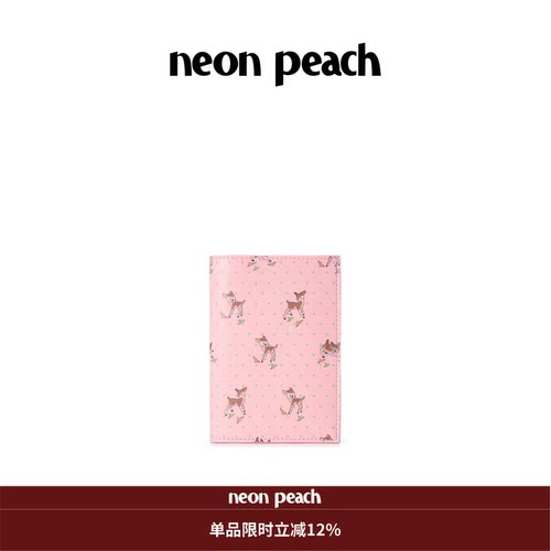 NEON PEACH霓桃原创可爱波点小鹿旅行护照夹收纳卡包礼物蜜桃粉色