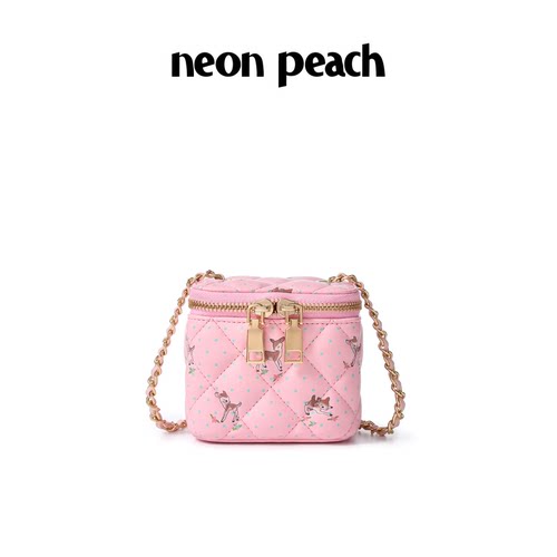 NEON PEACH霓桃原创设计缎带系列小鹿波点斑比方糖盒子迷你化妆包