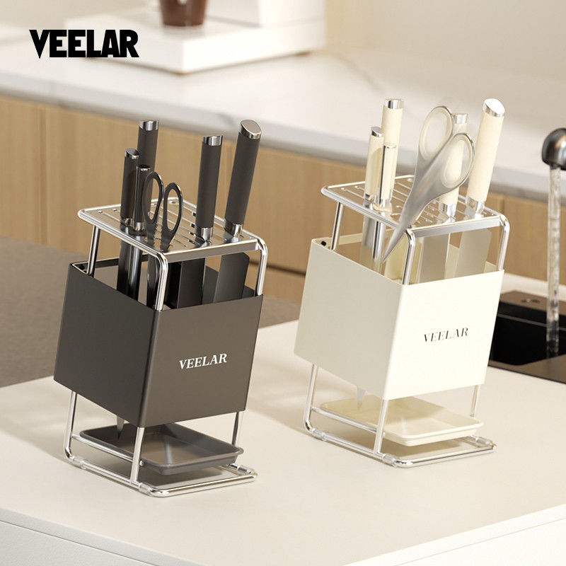 VEELAR不锈钢刀架厨房置物架家用台面款放菜刀具一体刀座收纳架图片