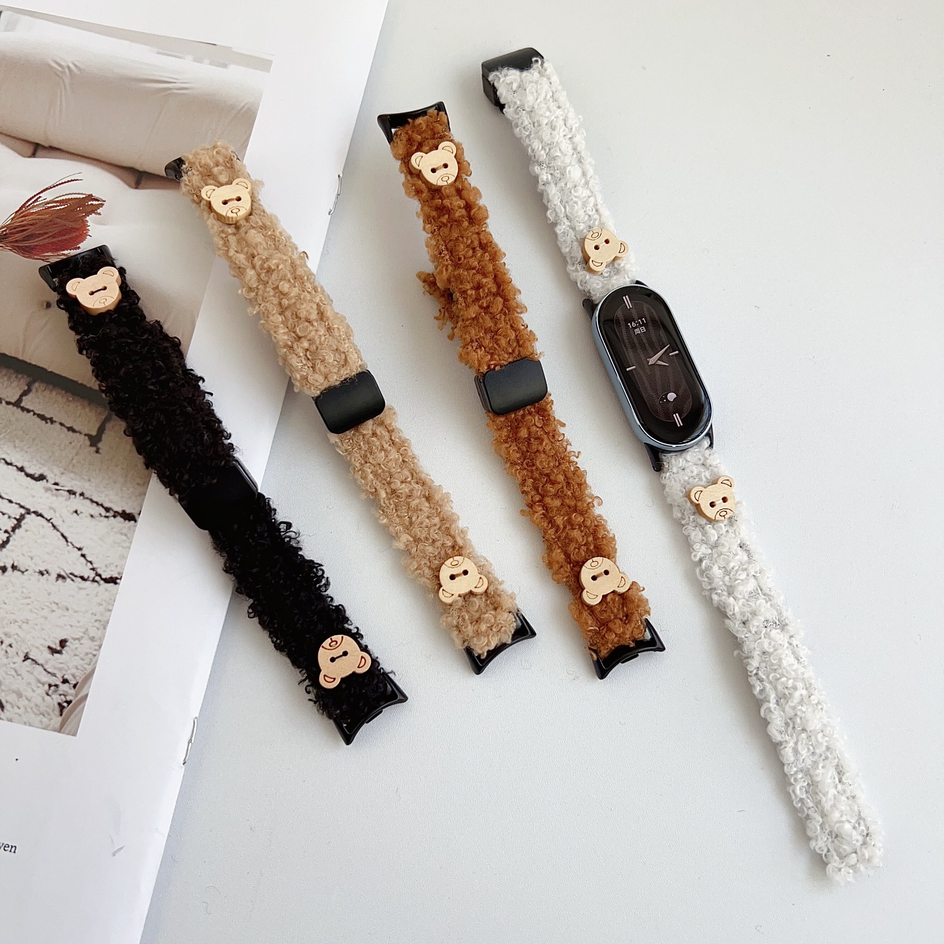 泰迪毛绒表带适用小米手环10表带9pro红米watch5高级感8NFC版细款