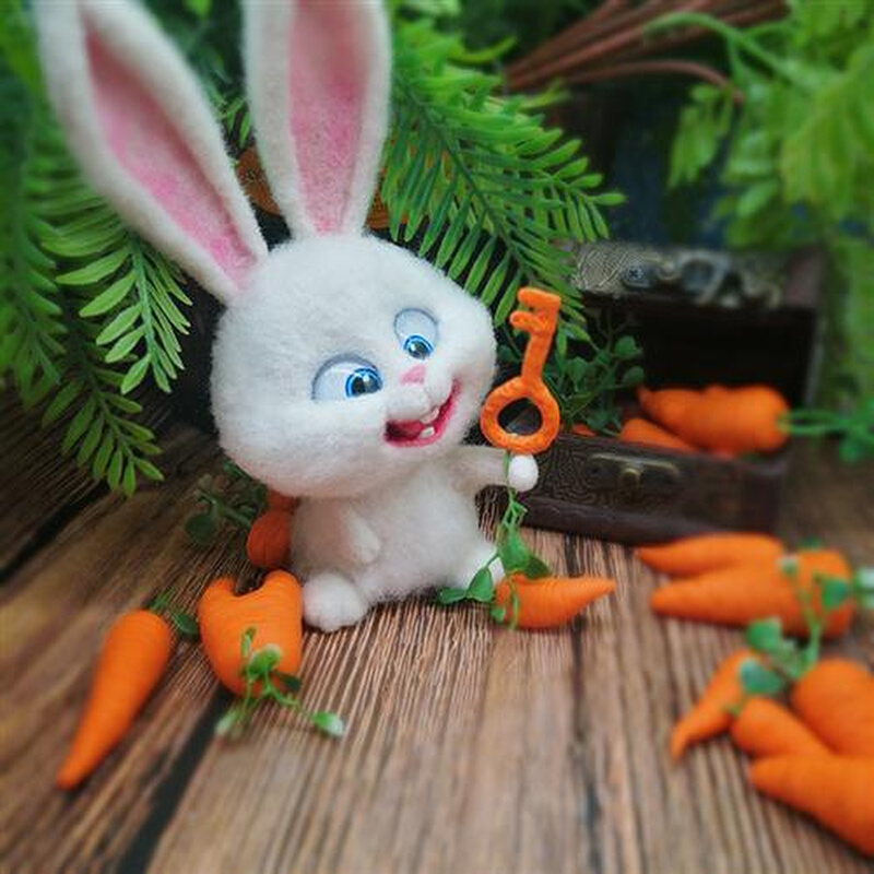儿童玩具时尚礼物拿胡萝卜的兔子羊毛A毡制作成品戳戳乐坏小白兔