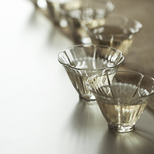 家用加厚耐热玻璃品茗杯透明功夫茶杯品茶杯茶具杯子六个套装 日式