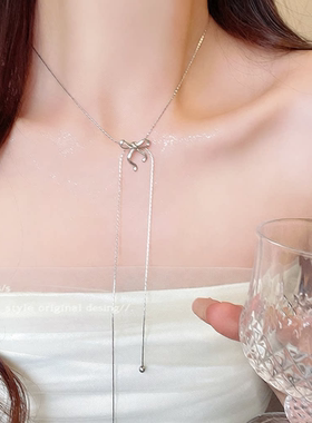 韩系爆款简约蝴蝶结项链女小众