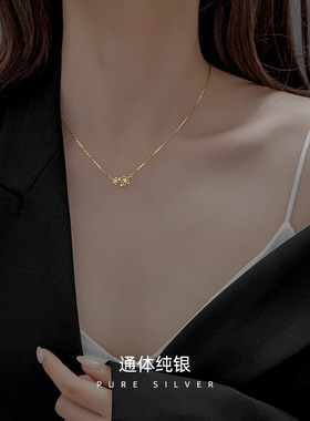 高级感S925银日韩花朵锆石项链女