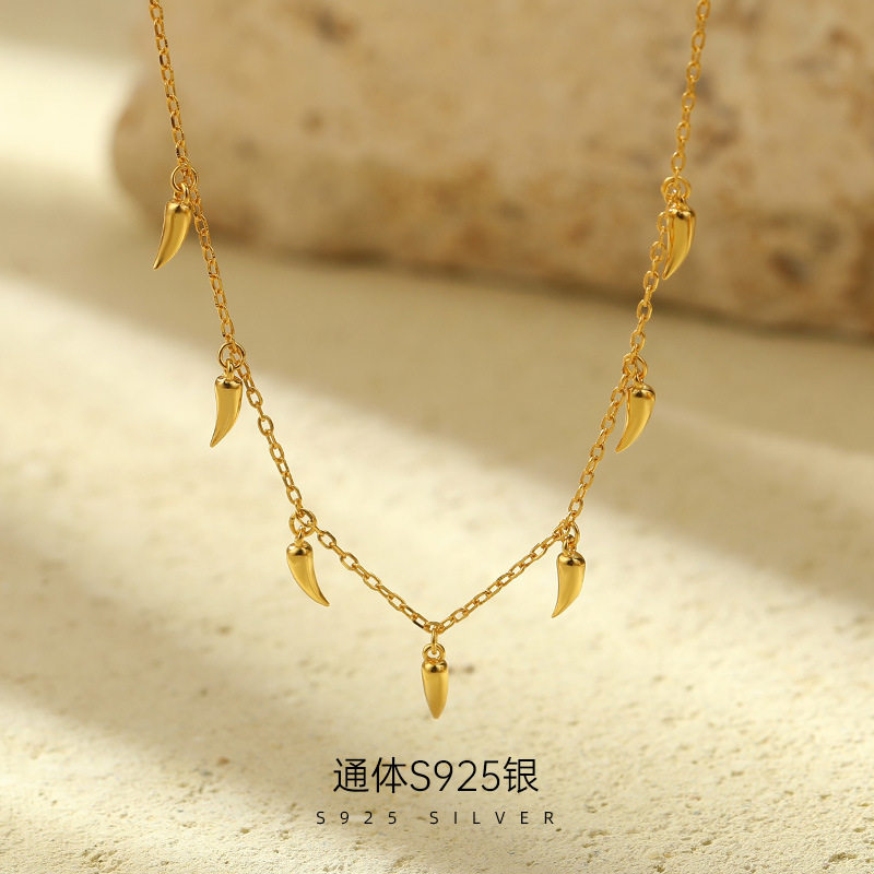 高级感S925银欧美ins风小辣椒流