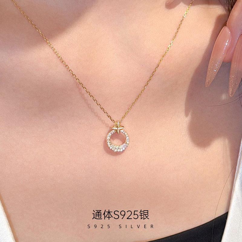 高级感S925纯银镀14K金满钻圆环