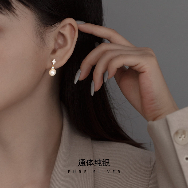 高级感S925银韩版微镶四叶草珍珠