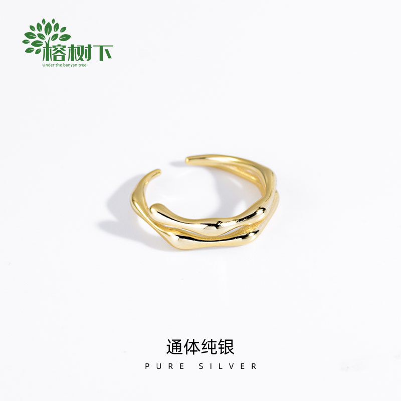高级感S925银韩版极简关节戒开口