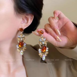 轻奢大气重工耳环女高级感夸张气质千金大小姐耳坠复古长款耳饰品