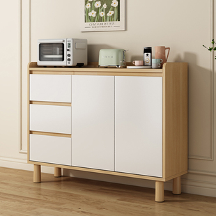 实木餐边柜藤编客厅厨房阳台白色靠墙茶水柜收纳小户型置物柜