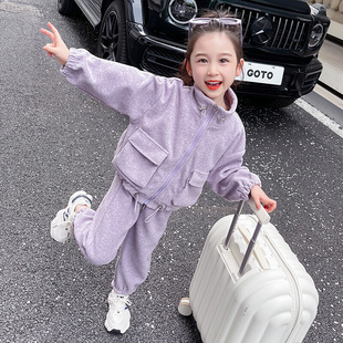 Sincgo女童套装 法国Fad 春秋女宝宝洋气加厚休闲两件套小童运动装