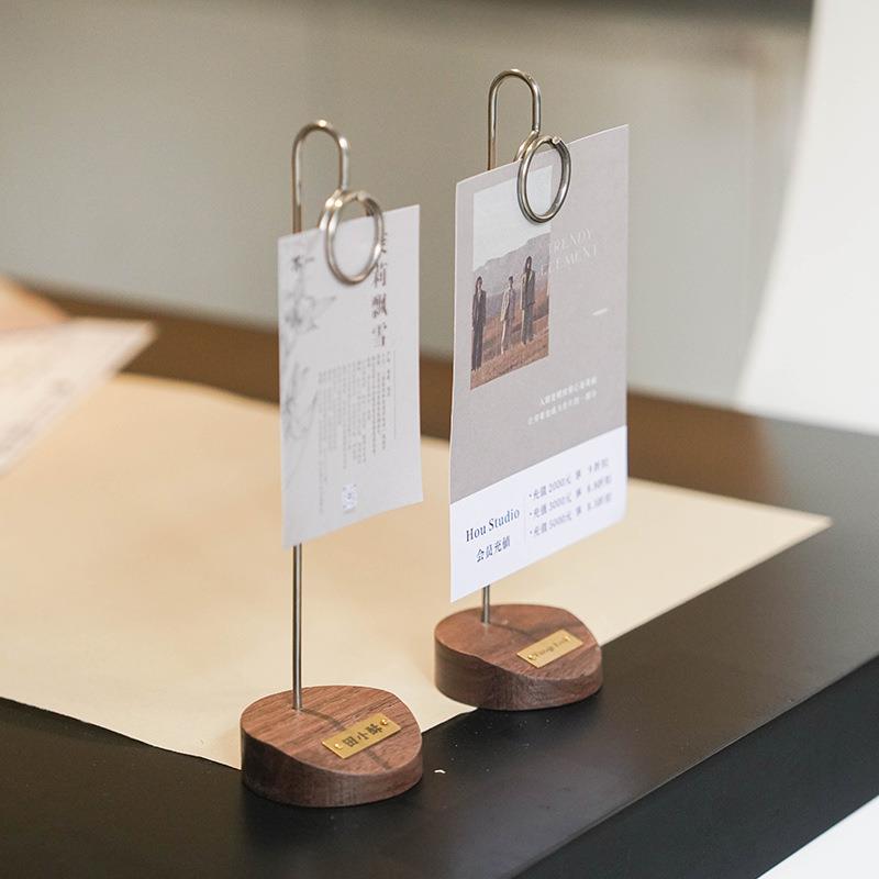 实木价格展示牌立式简约文艺酒店席位卡餐厅菜牌座留言夹便签夹商