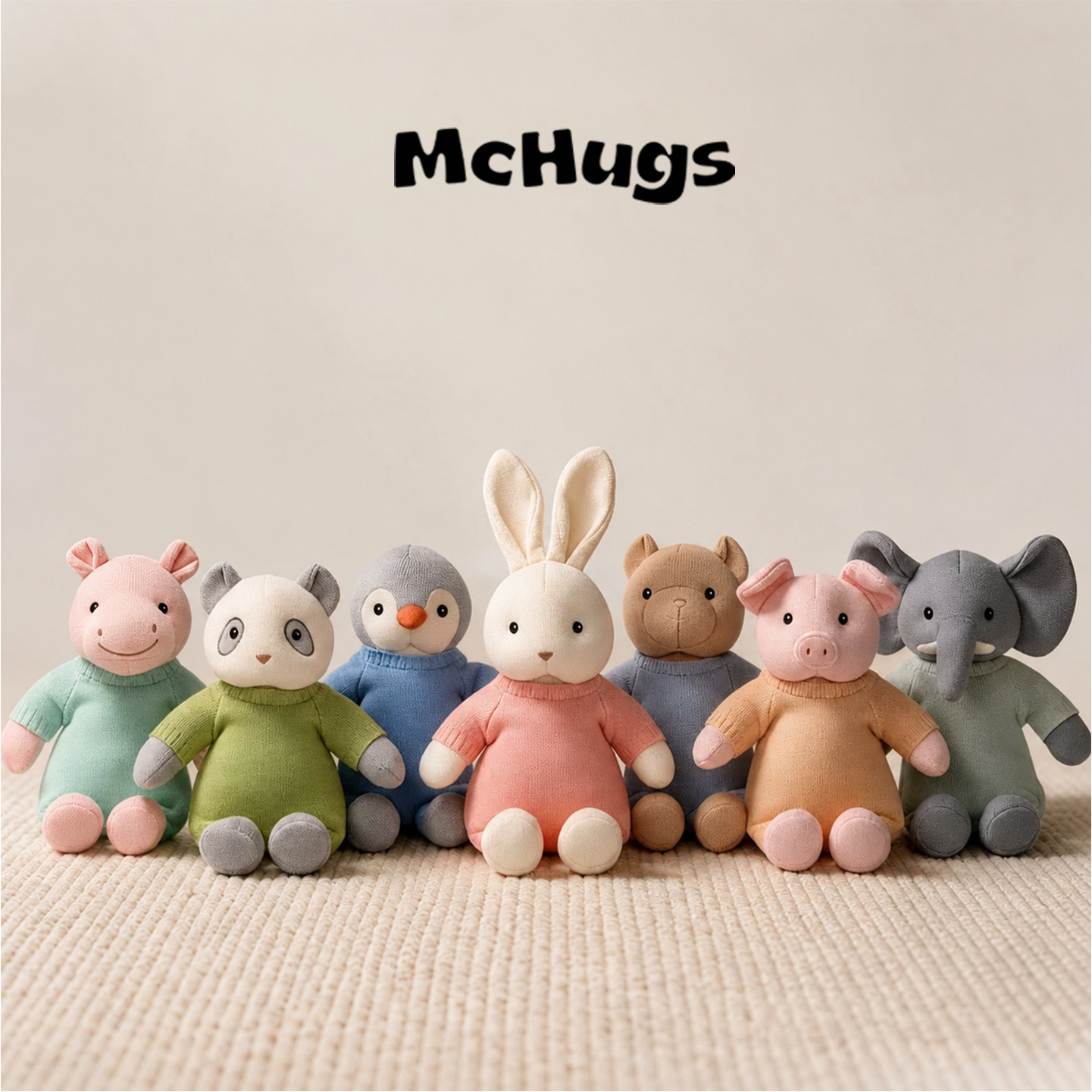 McHugs纯棉系列针织玩偶母婴幼儿安抚玩具宝宝陪睡觉抱布娃娃公仔