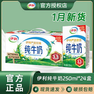 1月产伊利纯牛奶250ml*24/16整箱批发特价儿童学生成人早餐牛奶