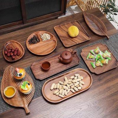 高档杯垫茶盘家用实木托盘创意水果甜点厨房餐盘长方形托盘干泡盘