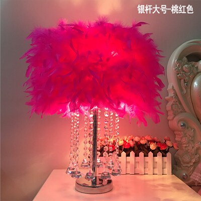 Mediterranean Art Creative Crystal Feather TaQble Lamp Bedro