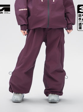 GAINAX滑雪背带裤大G防风防水透湿宽松单双板3L滑雪裤男女2526款