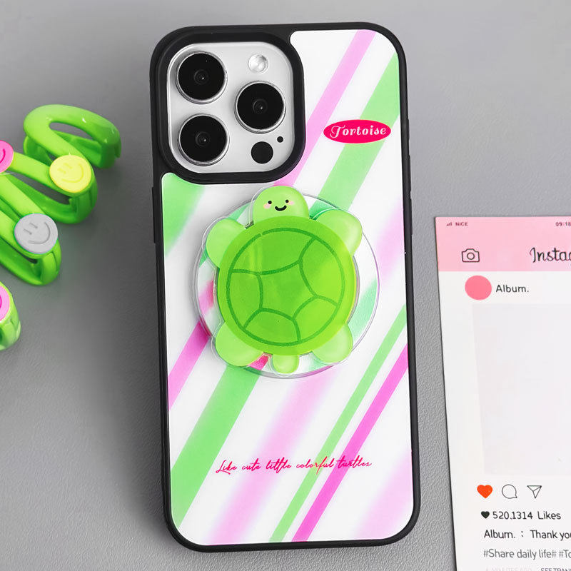 适用于苹果Ipone15ProMax彩条手机壳13Pro精致清新16ProMax字母绿色13可爱百搭16Pro支架粉色12乌龟