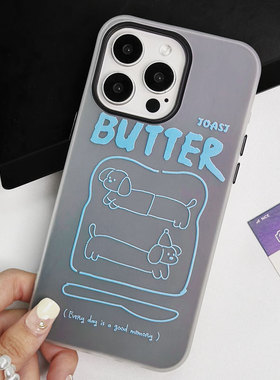 适用于苹果Ipone13ProMax镭射手机壳14Pro清新可爱11Pro萌犬浪漫12Pro温馨灰色11ProMax英文潮流14ProMax简约