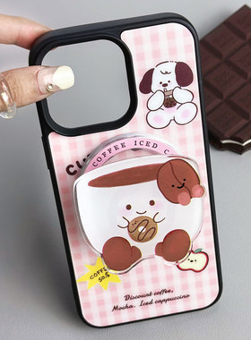 适用于苹果Ipone13ProMax粉格手机壳12甜甜圈英文12ProMax图案质感15Pro新颖萌犬13苹果图案11ProMax咖啡