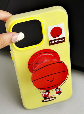 适用于苹果Ipone11黄色手机壳11ProMax清新装饰16Pro清萌简约12Pro运动卡通14ProMax新颖治愈13篮球