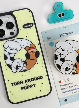 适用于苹果Ipone11萌犬手机壳12ProMax图案黄色11Pro英文治愈13温馨逸欢16ProMax素韵精致14Pro圆圈