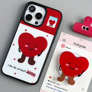 适用于苹果Ipone16Pro爱心手机壳12Pro支架时尚14Pro简约笑脸14ProMax大气规整12英文独特11ProMax逸雅