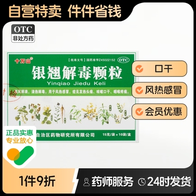 十万山银翘解毒颗粒15g*10袋/盒十万山银翘解毒颗粒10袋口干头痛