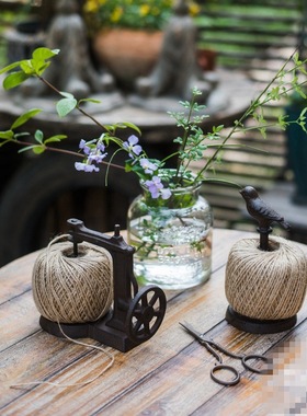 铸铁麻绳架猫咪小鸟缝纫机装饰摆件复古杂货花园庭院阳台铸铁线轴