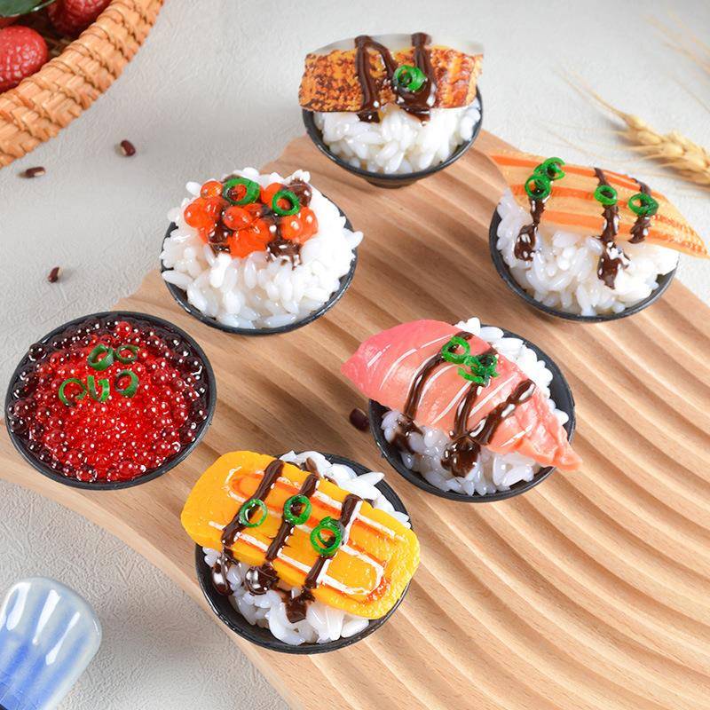 直播仿真鳗鱼寿司米饭盖浇饭食玩食物模型趣味美食道具挂件配件