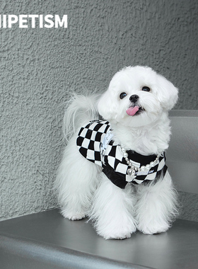 UNIPETISM 黑白棋盘格垫肩背心 宠物猫咪小型犬衣服 UNI24I01