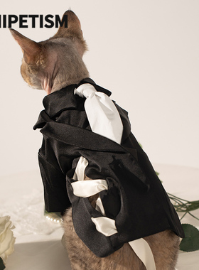 UNIPETISM 节日CP轻奢山茶花缎面西装 宠物猫咪狗狗衣服 UNI24I06