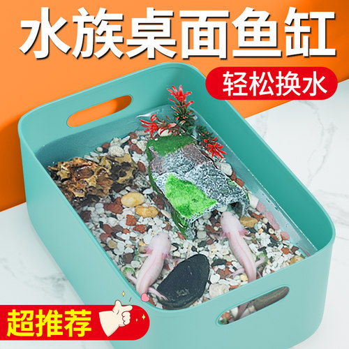 手提透气宠物饲养盒乌龟缸塑料金鱼缸六角恐龙娃娃鱼缸生态造景