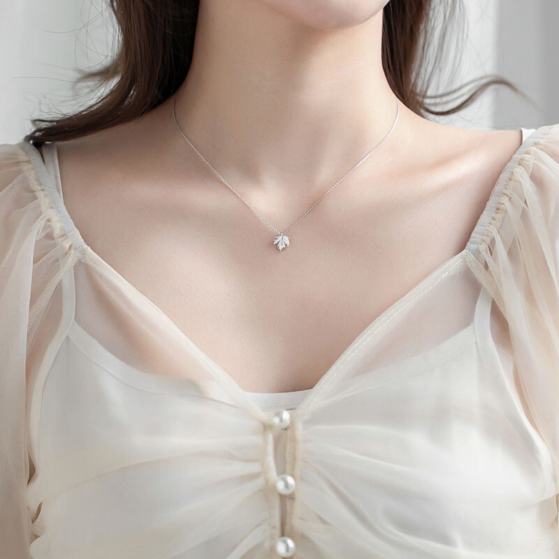 枫叶项链女款纯银轻奢小众2023新款爆款锁骨链情人节生日礼物女生