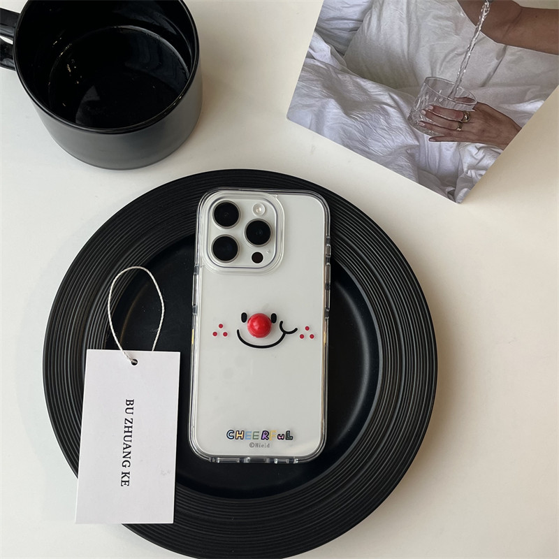 新款线条腮红笑脸适用iPhone16ProMax手机壳15苹果14防摔软男女13