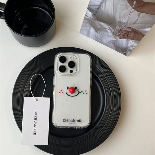 新款线条腮红笑脸适用iPhone16ProMax手机包15苹果14防摔软男女13