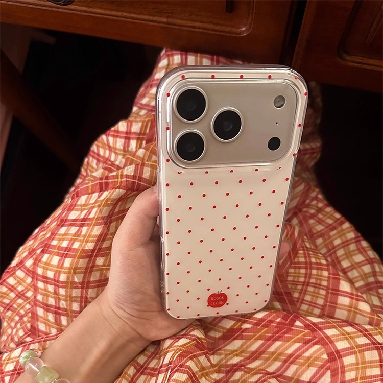 白鹿同款满屏红波点适用iPhone17ProMax手机壳16苹果15防摔软男女