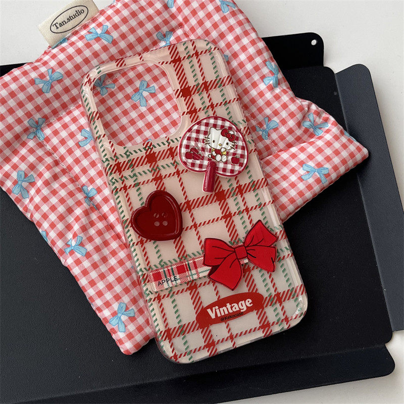 THE NEW RED CHECKED BUTTONS ARE SUITABLE FOR IPHONE15PROMAX PHONE CASE 14 APPLE 13 ANTI-DROP SOFT MEN AND WOMEN 12