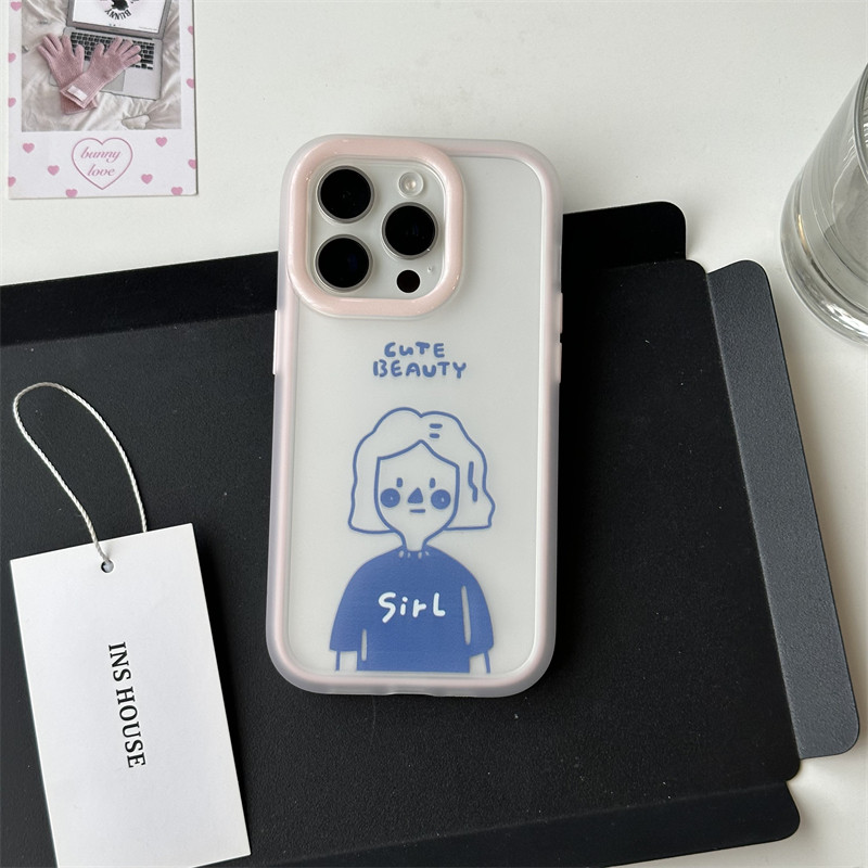 NEW PINK FRAME ENGLISH GIRL SUITABLE FOR IPHONE15PROMAX PHONE CASE 14 APPLE 13 ANTI-DROP SOFT MEN AND WOMEN 12