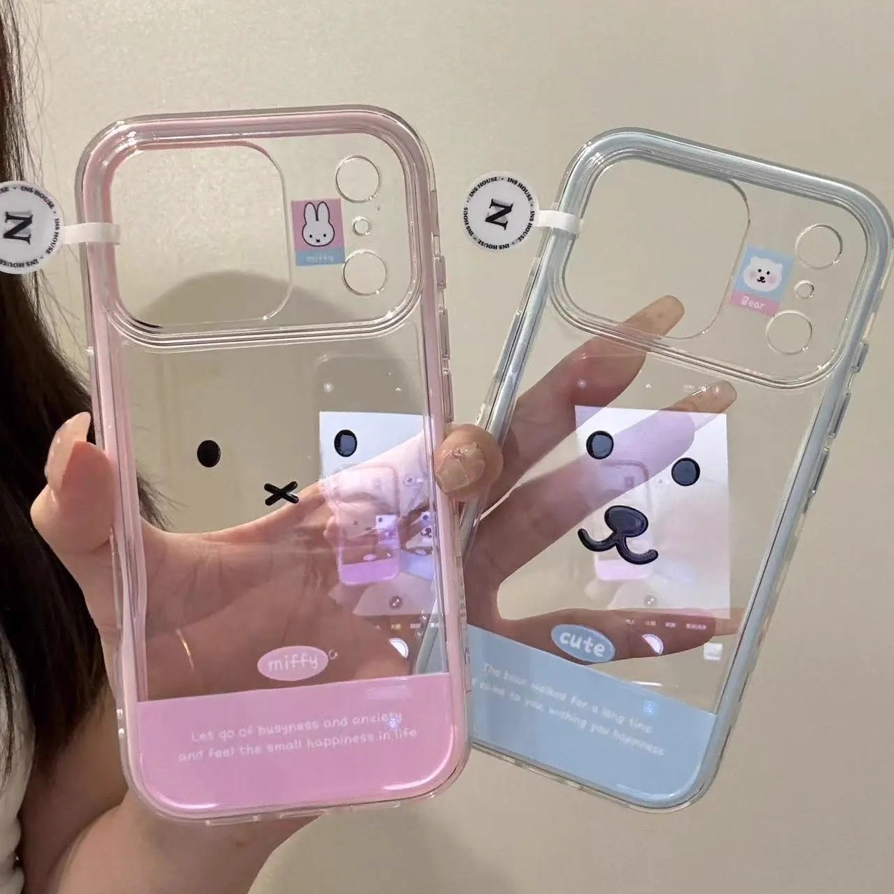 透底米菲兔自嘲熊表情适用iPhone17ProMax手机壳16苹果15防摔男女